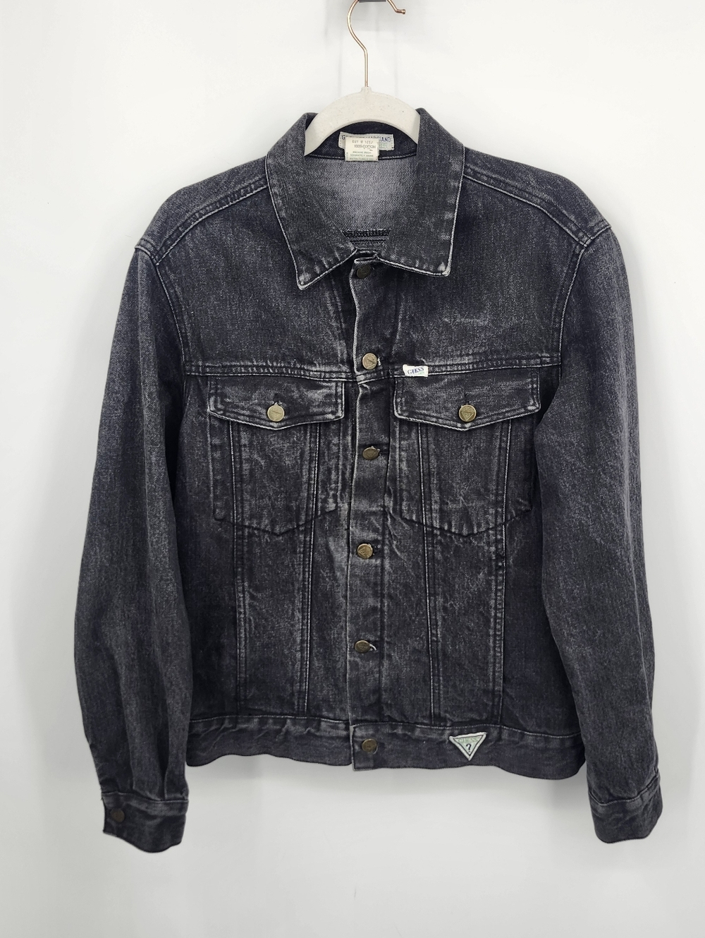 Vintage Georges Marciano Guess Denim Trucker Jacket Sz Small 80s USA Black